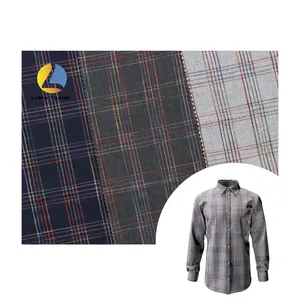 Kain celup benang berkualitas tinggi untuk baju kain katun Online pelapis Tartan kain Slubbed untuk pakaian