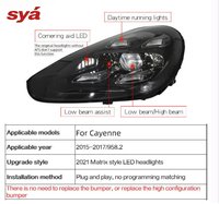 Phares LED Matrix PDLS SYA Premium style 2021 pour Porsche Cayenne 92A 958.2 2015 2016 2017 Remplacement des feux avant