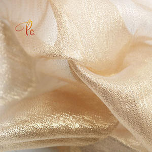 Organza <span class=keywords><strong>de</strong></span> Cristal con Hilo Dorado Cubierto <span class=keywords><strong>de</strong></span> Poliéster Personalizado, Ligero, Certificado Oeko-Tex, para Mujer, <span class=keywords><strong>Venta</strong></span> Caliente 2023, Disponible en Existencia - Product Image 5