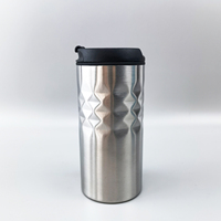 Gobelet à café réutilisable Diamond 350 ml, design classique, intérieur en plastique et extérieur en acier inoxydable