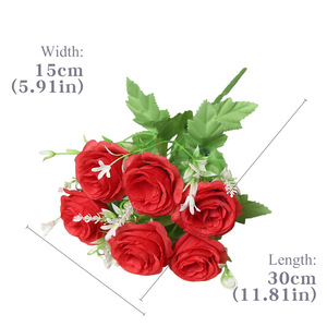 Fleurs artificielles en soie Lichao, roses rouges, roses, vertes, bleues, décorations de mariage, décorations pour la maison, accessoires de photographie en extérieur - Product Image 3