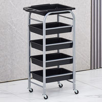 Chariot de rangement pour salon de coiffure en plastique, design moderne, 4 roues, 4 niveaux