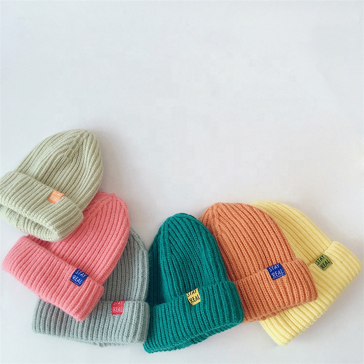 Gorros de punto de Color sólido para bebé, niño y niña gorros para, gorros informales suaves cálidos para niño