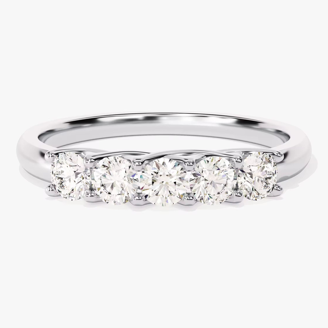 Five Stone Trellis Diamond Band (0.50 Ct Tw) / Lab Diamond Wedding Anniversary Ring for Women