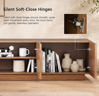 Meuble TV moderne du milieu du siècle, 86 pouces, en noyer, console de divertissement, grand meuble de rangement, étagères réglables pour salon