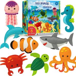 Kits de Manualidades Educativos de Fieltro Personalizados para Niños Principiantes, Proyectos Divertidos de Costura de Animales, Kit de Costura DIY de Animales Marinos - Product Image 1