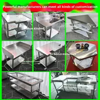 Équipement de cuisine commerciale, plan de travail en acier inoxydable 304, coin arrondi, six pieds, planche à découper extra épaisse, comptoir de cuisine