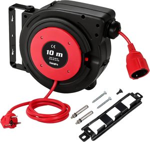 Enrouleur de câble automatique <span class=keywords><strong>mural</strong></span> EP 2300W 16A avec détection TUV, matériel d'installation inclus, rouge PP - Product Image 1