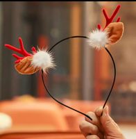 Serre-tête de Noël à motif de dessin animé et pince à cheveux en forme de bois de cerf avec décoration lumineuse – Cadeau de costume de fête