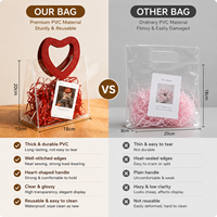 Sac cadeau de Noël en PVC transparent personnalisé en gros, sac d'emballage en plastique imperméable avec poignée en forme de cœur pour fête d'anniversaire