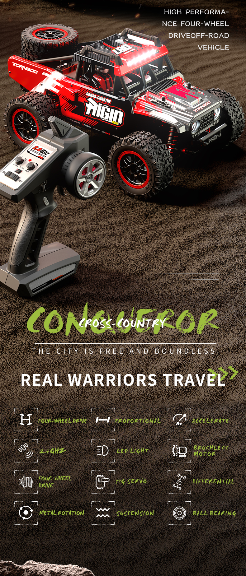 JJRC C8805 RC Truck - High Speed 4WD Electric Off-Road Car for