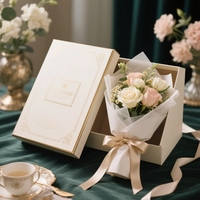 Boîte cadeau créative à fleurs en forme de cœur avec tiroir Boîte surprise à roses pour anniversaire ou anniversaire en papier durable