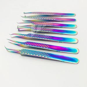 Pince à épiler en acier inoxydable durable et professionnelle arc-en-ciel avec poignée en diamant de haute qualité avec logo personnalisé - Product Image 3