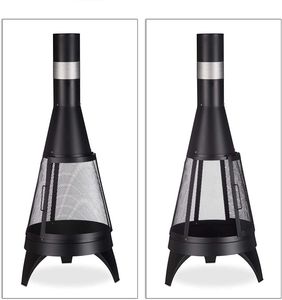 Steel Perforated <b>Log</b> Burner Mesh Chiminea Fire Pit with Poker for Outdoor Firewood Warming - Product Image 5