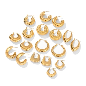 Pendientes de Diseño Nuevo, Hipoalergénicos, Únicos, en Forma de Gota, de Acero Inoxidable, Chapados en Oro de 18K, con Forma de Gota de Agua - Product Image 1