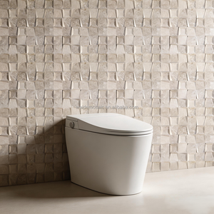 Mosaïques en travertin gris clair et mosaïques en pierre 3D pour comptoir d'îlot et mur de <span class=keywords><strong>fond</strong></span> de toilette - Product Image 4