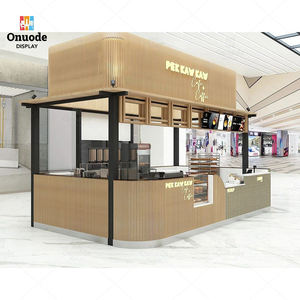 Kiosque de café de luxe pour centre commercial, comptoir élégant en fer et MDF, conception complète pour les magasins de café au détail - Product Image 1