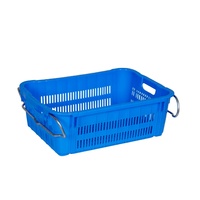 Caisses en plastique pour supermarchés, empilables et emboîtables, en maille, pour fruits et légumes, avec poignées métalliques