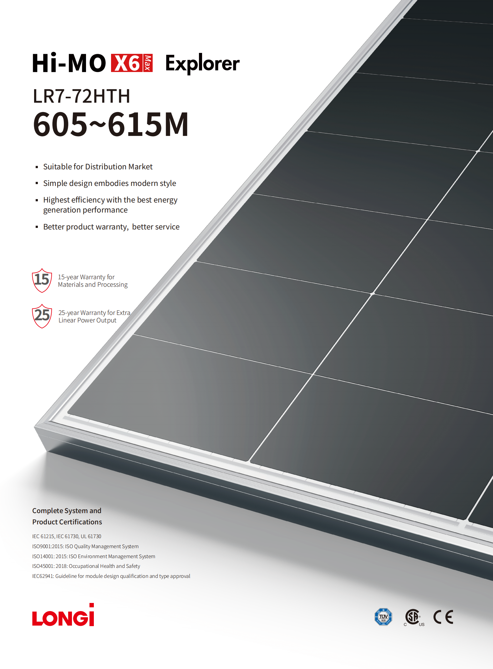 Longi Hi-Mo X6 MAX Solar Panels - 605W to 615W Power