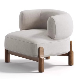 เก้าอี้โซฟาไม้เนื้อแข็งสไตล์นอร์ดิก เก้าอี้นั่งเล่นในห้องนั่งเล่นที่สะดวกสบาย เฟอร์นิเจอร์ที่นั่งเดี่ยว - Product Image 4