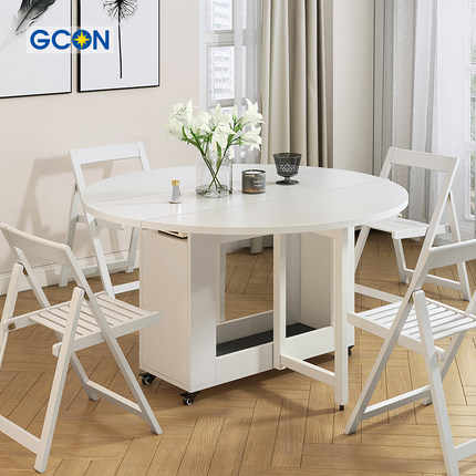 Foldable Round Dining Table - Expandable for 4-6 People