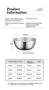 อุปกรณ์ทำขนมสแตนเลสเกาหลีหลายขนาดจากโรงงานโดยตรง พร้อมชามผสมแบบมีขีดบอกปริมาตร - Product Image 6