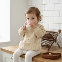 NOUVEAU Bavoir Bébé Imperméable Coloré à Bon Prix en PU Lavable, Tablier d'Alimentation pour Bébé, Blouse de Protection Intégrale à Manches Longues avec Poche