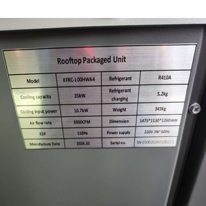 Unité de climatisation de toit monobloc 10, 15 et 20 tonnes, refroidissement uniquement, à onduleur, R410a, 220 V, 60 Hz - Product Image 6