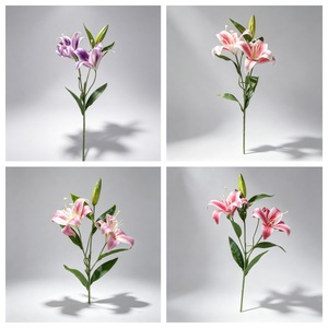 Fleur artificielle réaliste 3D double tête de lys, branche unique, pétales en EVA, accessoires de décoration de mariage - Product Image 4