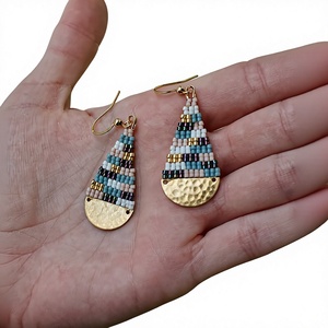 2026 Hot Selling Water <b>Drop</b> Shape Gold Plated Alloy Beaded <b>Drop</b> Earrings Women's Bohemia Style Fashion Jewelry By UO INDIA - Product Image 1