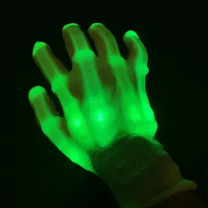 2021 iskelet LED ışık Up yanıp sönen parti eldiven parmak yanıp sönen cadılar bayramı Glow eldivenler