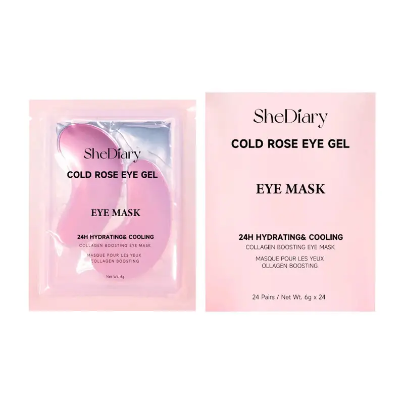 Marque privée Type de boîte Patch pour les yeux en hydrogel de collagène rose rose éclairant sous les coussinets oculaires