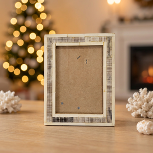 FAIZA CRAFT FC-9243 Handmade Bone Inlay Waterproof Customized Shape UV <b>Printed</b> Rectangular Photo <b>Frame</b> Tabletop Vertical Decor - Product Image 1