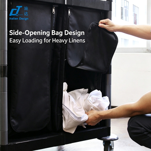 Ménage concierge chariot poussoir hôtel hôpital commercial blanchisserie professionnelle linge chariot de nettoyage avec sac - Product Image 3