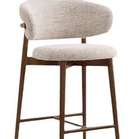 Tabouret de bar moderne en bois massif et tissu, style italien, avec dossier, pour hôtel, restaurant, cuisine, salle de sport, chaise haute décontractée pour salle à manger