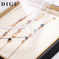Plateaux de présentation pour bijoux en acrylique DIGU avec couvercle, organisateur de bijoux, plateau à bijoux en cuir crème avec couvercle, vente en gros