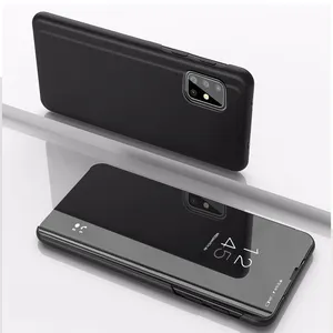 Clear View Smart Cover Flip case for samsung a 51 a21 Electroplating Mirror Phone Case for samsung a71 5g