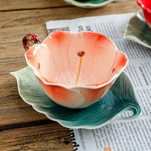 High Quality Modern Irregular Shape Colorful Enamel Porcelain <b>Teacup</b> and Saucer <b>Set</b> Eco-Friendly 180ml Capacity for Presents - Product Image 3