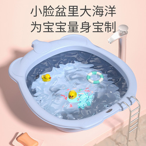 Foldable Apple Shaped Washbasin For Infants Toddler Baby Bath Multi Function Hanging Hand Washing Diaper Care 0-12 Months - Product Image 2