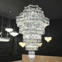 Lustre moderne en cristal de luxe, luminaire suspendu pour salon, idéal pour les espaces à double hauteur
