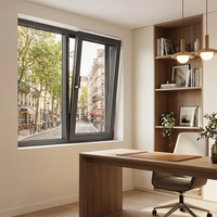 Ventana Abatible de Aluminio de Grado Profesional con Doble Acristalamiento y Sellado Impermeable, Ventanas de Aluminio con Rotura de Puente Térmico