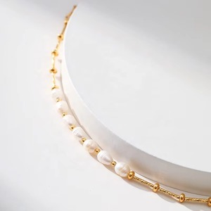 2025 nuevo 18K chapado en oro Cadena de una sola capa elegante pulsera de latón geométrico perla de agua dulce moda Simple aniversario - Product Image 4