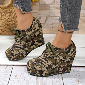 <span class=keywords><strong>Scarpe</strong></span> sportive Casual da donna <span class=keywords><strong>con</strong></span> tacco a <span class=keywords><strong>zeppa</strong></span> e Sole spesse, <span class=keywords><strong>scarpe</strong></span> da corsa <span class=keywords><strong>stringate</strong></span> traspiranti e alla moda per tutte le stagioni. - Product Image 4