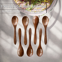 7 Buah Sendok Teh Kayu Akasia Ramah Lingkungan 5,8 Inci Sendok Mini untuk Madu Selai Bumbu Cuci Tangan Saja Peralatan Dapur