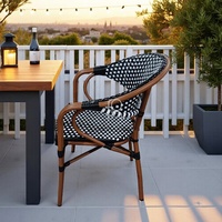 Chaise de salle à manger d'extérieur en rotin PE avec structure métallique pour restaurant, café, balcon et terrasse