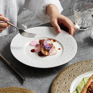 <span class=keywords><strong>Piatto</strong></span> in Ceramica Effetto Pioggia di Meteore, <span class=keywords><strong>Piatto</strong></span> di Lusso a Bordo Basso per Insalate, Bistecche e Piatti Esclusivi per Casa, Hotel e Ristoranti - Product Image 4