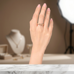 Anillo de banda zigzag con dije colgante de diamante cultivado en laboratorio de corte redondo, oro de 10K, 14K, 18K, plata 925, 935, joyería fina moderna y personalizada - Product Image 4