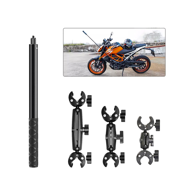 Motorcycle Bike Handlebar Mount Adjustment Selfie Stick Bicycle Monopod for GoPro 12 11 10 9 DJI Insta360 X4 X3 Camera Accessory