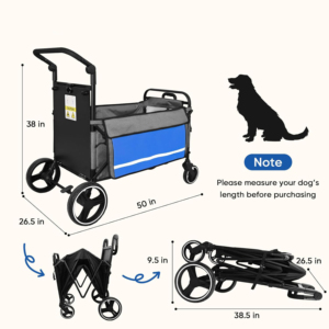 उच्च गुणवत्ता वाले नीले फोल्डेबल पोर्टेबल एल्यूमीनियम लक्जरी फैशन जिपर पालतू कुत्ते वैगन ट्रॉली वाहक कुत्ते के साथ वाहक - Product Image 6