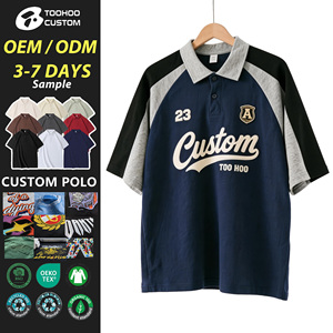 Chemise de rugby à manches courtes surdimensionnée en coton 100% de haute qualité, personnalisée pour l'été et le printemps, chemise polo rayée pour homme, vêtements décontractés - Product Image 1